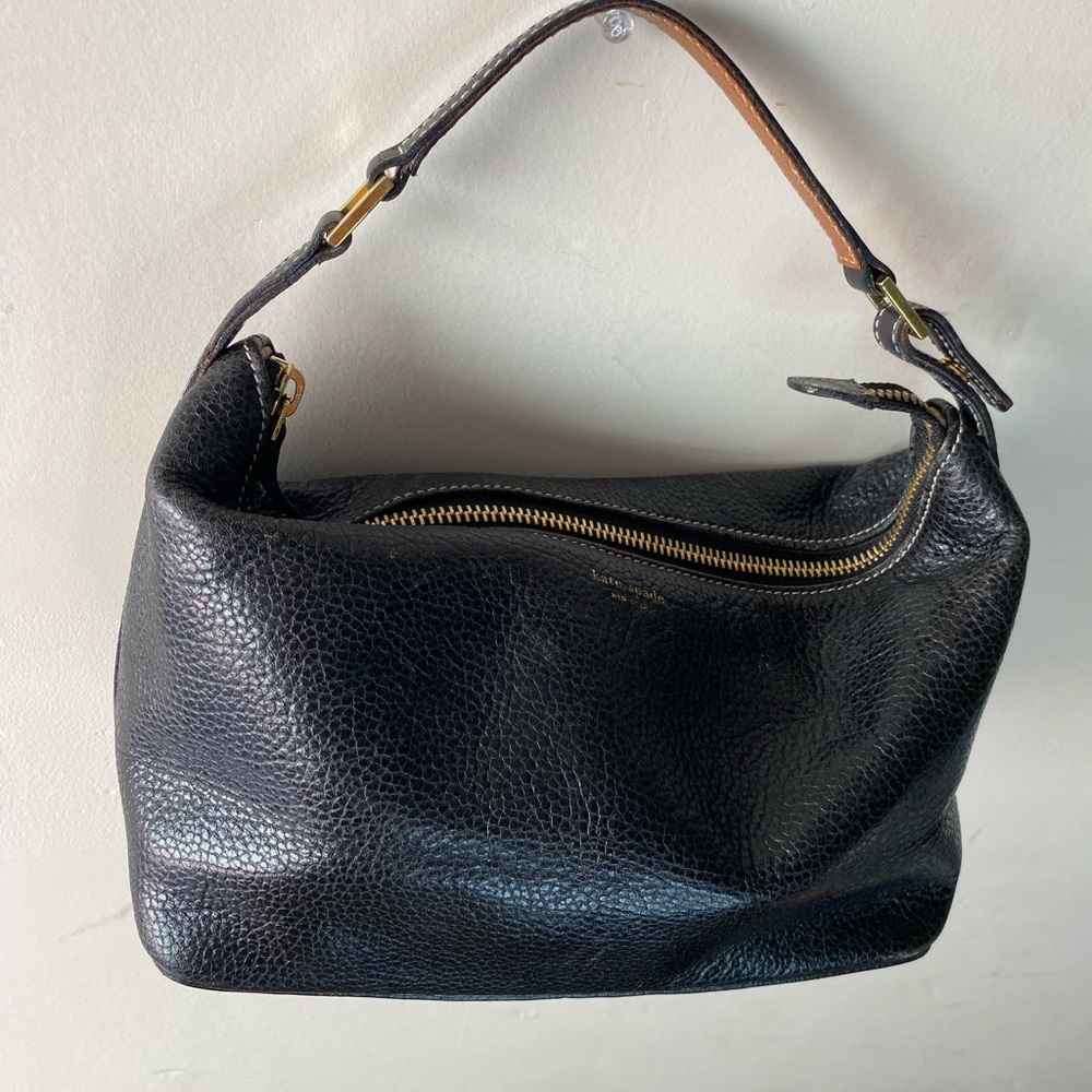 RARE Vintage Kate Spade Black Pebbled Leather Mini Hobo Made in Italy Y2K - Picture 10 of 14